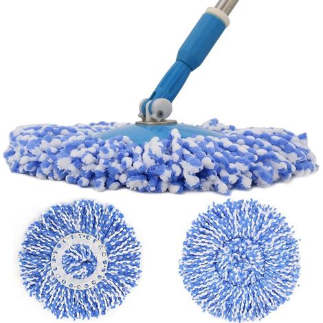 Deux têtes de rechange pour balai à franges Leifheit Clean Twist - très absorbantes - nettoient les particules de saleté - et conviennent à tous les types de sols (1/4)