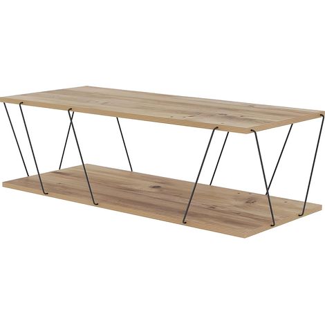 Tavolino con 1 scaffale Naturale e Nero - DELORY (1/4)