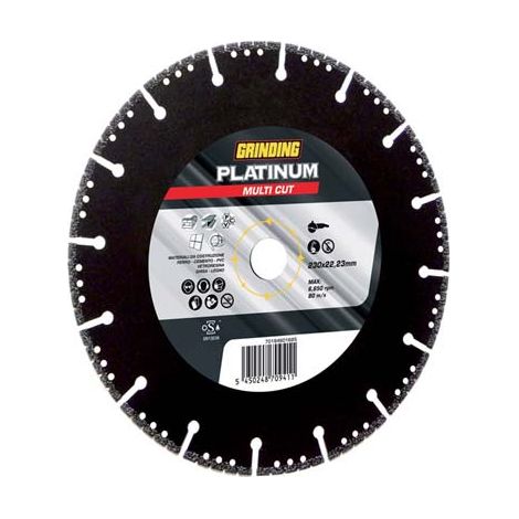 DISCO DIAMANTATO PLATINUM MULTI CUT GRINDING  MM 230X22,2 H.MM 3,1