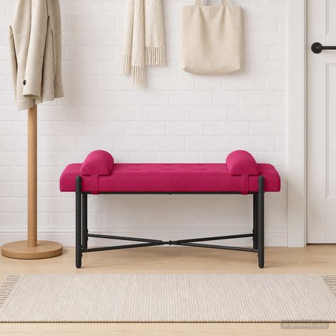 vidaXL Panchina con bottoni e cuscini Rosso Vino 110 x 40 x 46 cm (1/5)