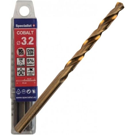 Foret en métal Specialist Cobalt 3 2x65 mm 10 unités