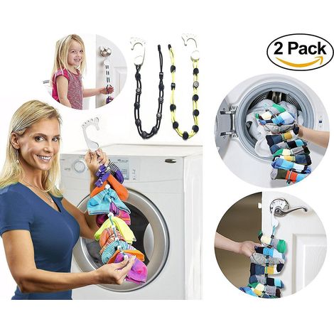 lot De 2 Organiseurs De Lavage De Chaussettes (noir + Jaune) Facile Clipser Et Verrouiller (1/5)
