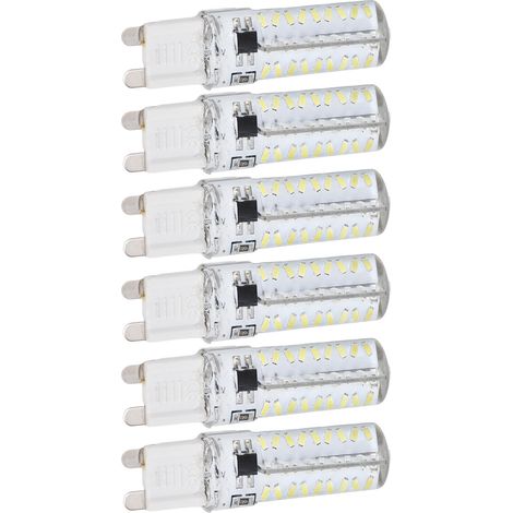 6 Ampoules G9 72 LED 5W 220V Lumière Blanche pour Plafonnier Murale Éclairage Maison Silicone