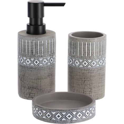 Set dispensador de jabón y jabonera de cemento - gris - Tendance (1/2)
