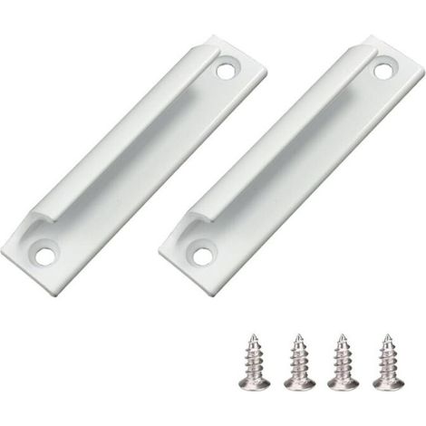 Poignée coulissante pour porte-fenêtre, meuble et tiroir en alliage d'aluminium - 2 pièces avec vis - Blanc - Matériel de quincaillerie pour fenêtres - OUYLAF (1/4)