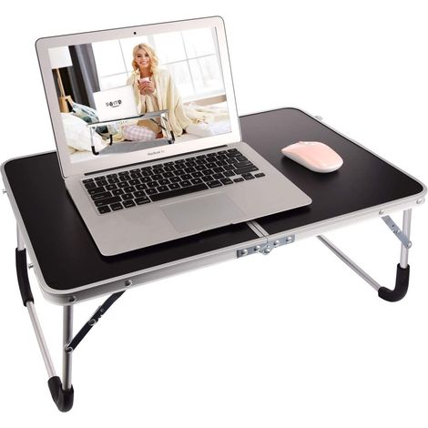 1 Table pliante, Alliage d'aluminium, 61x42x27cm, Support ordinateur portable, Plateau petit-déjeuner, Usage intérieur extérieur (1/5)