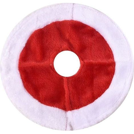 Jupe de sapin de Noël en tissu - KAGOLOW - Rouge et blanc - 40x40 cm - Courte peluche (1/5)