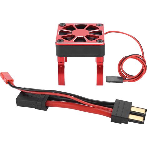 Radiateur de refroidissement moteur 540/550 avec câble de connexion, compatible avec les modèles de voitures radiocommandées Traxxas (rouge).