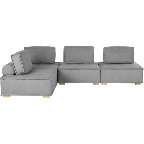 Modular Corner Sofa 4 Seater TIBRO Fabric Grey Right Hand