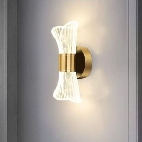 Applique murale d'intérieur à LED, applique murale moderne à intensité variable 12 W, applique murale en métal acrylique, applique murale dorée (1/3)