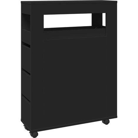 Maison Exclusive - Mobile da Bagno Stretto con Ruote Nero in Truciolato