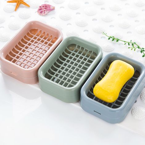Porte-savon à double couche, 3 pièces, étagère amovible, adapté au dortoir, à la cuisine, à la chambre et à la salle de bain (1/4)