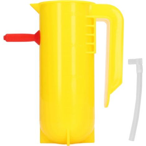 Lamb milk bottle, 800ml measuring scale, precise measurement, pacifier for small animals, calf, goat, with yellow handle (1/5)