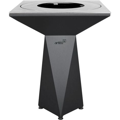 Brasero G1 graphite 74x74x83cm – Acier graphite et carbone – Pour cuisson plancha et réchauffement extérieur – Artiss Design (1/3)