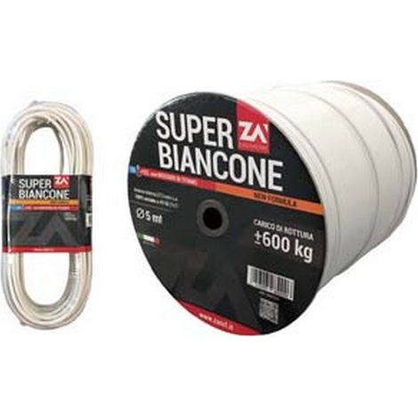 500MT CAVETTO RIVESTITO IN PVC BIANCO IN ACCIAIO ZINCATO - ø mm.5 in rotoli mt.50