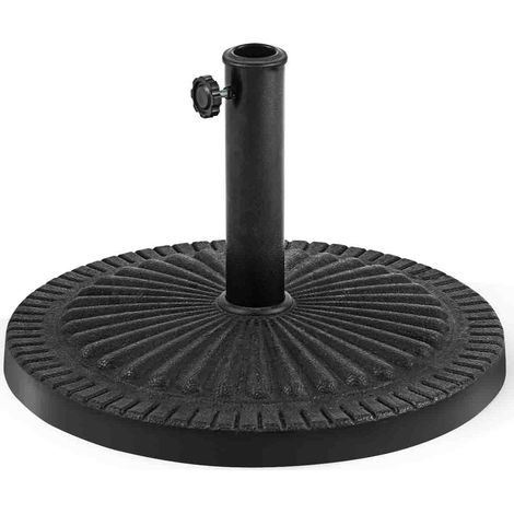 GOPLUS Pied de Parasol en Résine 15KG, Support de Parasol Rond avec Bouton Rotatif, Convient pour Poteaux de Parapluie de Φ 38/48 MM, Base de Parasol pour Jardin, Terrasse, Plage, Patio
