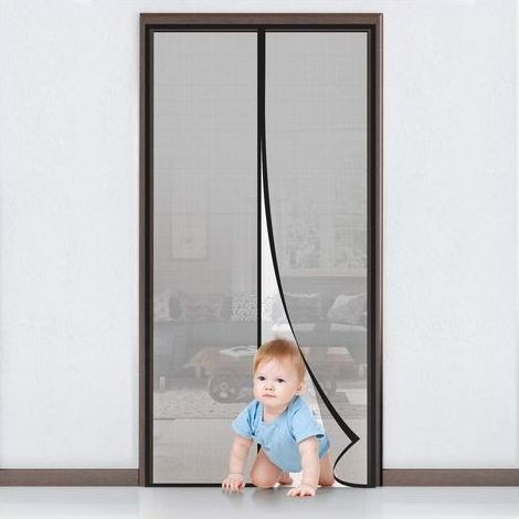 TAISHENGDA Magnetisches Tür-/Fenster-Moskitonetz, Insektenschutz-Türvorhang, magnetisches Moskitonetz mit Klebestreifen, automatischer Verschluss, sehr feines Netzgewebe, 90 x 220 cm (1/5)