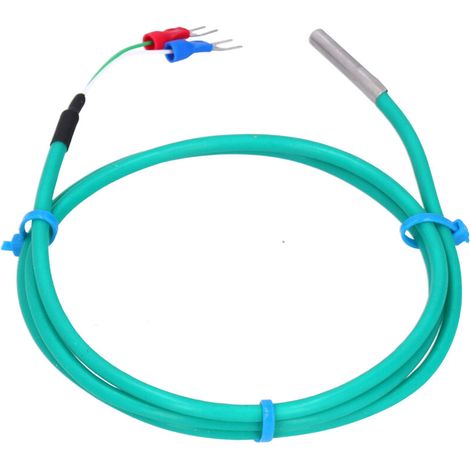 Wasserdichter Silikon-Temperaturfühler Typ K, grünes flexibles Kabel, 5 x 30 mm Fühler, Messbereich 0–200 °C, Kabellänge 2 m