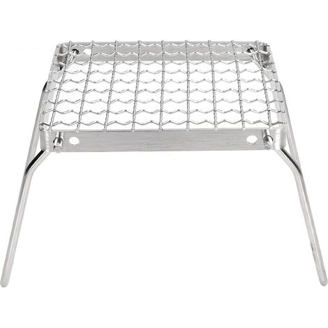 Barbecue de camping portable argenté, mini grille pliante en acier inoxydable pour le camping en extérieur (1/5)