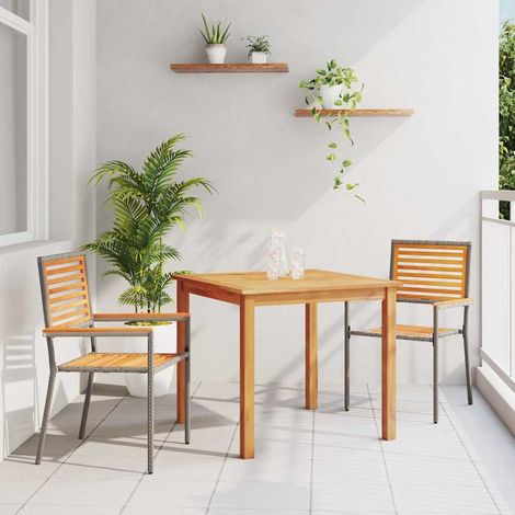 Garten Essgruppe 3 pcs Grau Massivholz Akazie