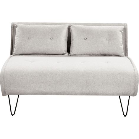 Sofá cama glamuroso 2 plazas con cojines de tela gris claro Vestfold