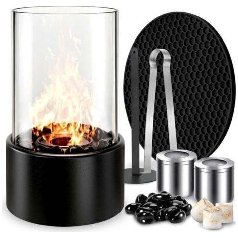 Bioethanol fireplace, table ethanol fireplace, table fireplace, portable table fireplace, outdoor stove, gift, round and freestanding, clean burning, no chimney (1/4)