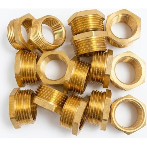 Confezione da 15 riduttori in ottone, filettatura maschio 1" - filettatura femmina 3/4"