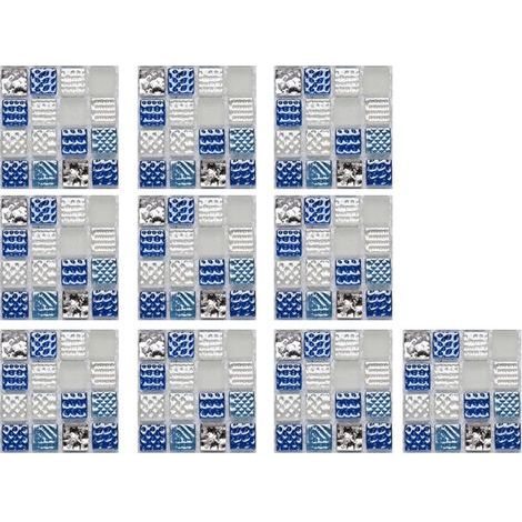 10 3D-Kristallfliesenaufkleber, wasserfester PVC-Kleber für Küchen- und Badezimmerdekoration (1/5)