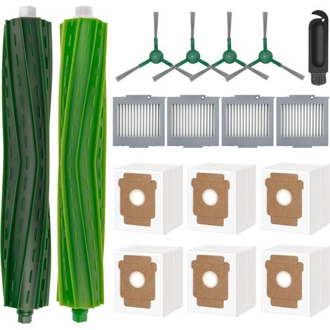 Chuancheng 17-teiliges Zubehörset für iRobot Roomba Max 705 VAC/Plus 504 VAC Staubsauger, Ersatzteile mit 6 Staubbeuteln, 4 Filtern, 4 Seitenbürsten, 2 Hauptbürsten, 1 Werkzeug (1/5)