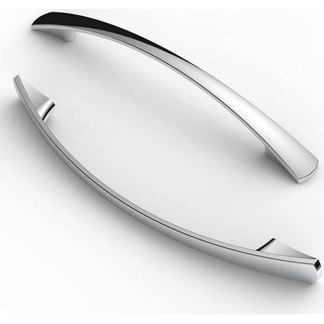 10 pièces poignées, espacement des trous de 128 mm, poignées de meubles, poignées de placard, poignées de cuisine, poignées, poignées de tiroir de meubles, Chrome (1/5)