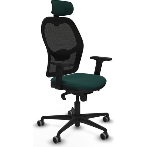 Jorquera sincro malla negra similpiel verde botella brazos 2D base nailon cabecero 2D ruedas 65mm engomada (1/5)