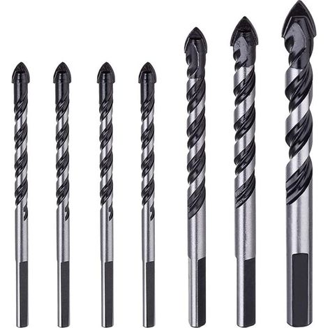 Piece Tungsten Carbide Drill Bit Set for Masonry, Porcelain, Tile, Concrete, Brick Walls, Glass, Mirrors, Plastic, Masonry and Wood (6, 6, 6, 8, 10, 12mm) (1/5)