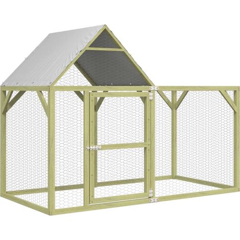 Poulailler enclos cage poules 200 x 100 x 150 cm bois de pin massif imprégné marron