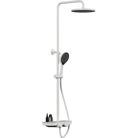 BERNSTEIN - Colonna doccia termostatica parete Bianco/Nero 30x45x87-132cm (LxPxA) altezza regolabile, soffione doccia + soffione doccia tondo - BS371	D2211R tondo bianco/nero opaco, HB153R tondo bianc