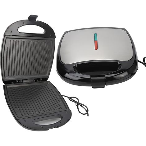Grill électrique Panini 1000W Plaque Antiadhésive Double Face pour Petit-déjeuner Pique-nique (1/5)