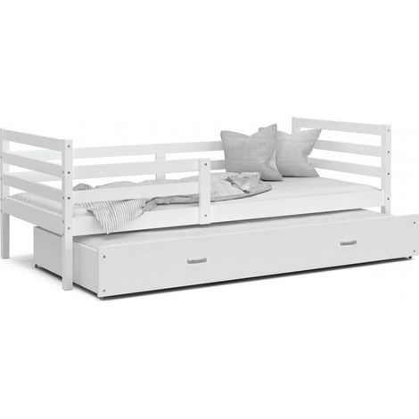 Lit Gigogne Milo 90x190 matelas inclus Blanc - blanc (1/3)