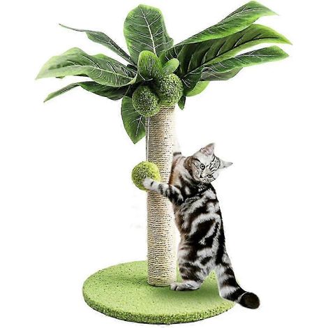 Griffoir pour chatons, motif feuille verte mignon, corde en sisal, pour chats d'intérieur (1/4)
