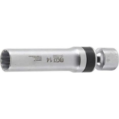 Douille Articulée À Bougie - 14 mm - 12 Pans - 100 mm - Ressort De Retenue - Chrome-Vanadium