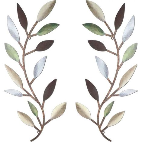 Décoration murale métallique feuilles de vigne et branche d'olivier, style fer forgé (1/5)