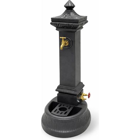 Fontana in ghisa a colonna verniciata antracite con rubinetto a farfalla Malin Mini