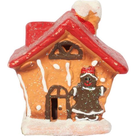 Lebkuchenhaus aus Keramik mit LED-Beleuchtung – Weihnachtsdekoration (1/2)