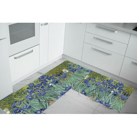 Set di 2 tappeti da cucina antiscivolo e lavabili in lavatrice passatoia multiuso Quadro 995 - 50x60+50x120