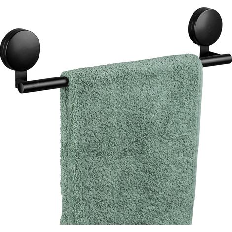 WENKO Barra portatelo Pavia Static-Loc Plus colore nero. portasalviette. fissaggio senza trapano. tenuta sicura mediante aderenza statica su superfici lisce ed impermeabili. 41.5 x 9 x 5 cm. acciaio o (1/5)