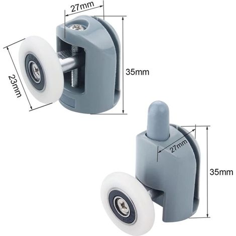 Jeu de 8 roulettes pour porte de douche 23mm – Laiton et plastique ABS – Glissement fluide – Pour verre 4 à 6 mm (1/4)