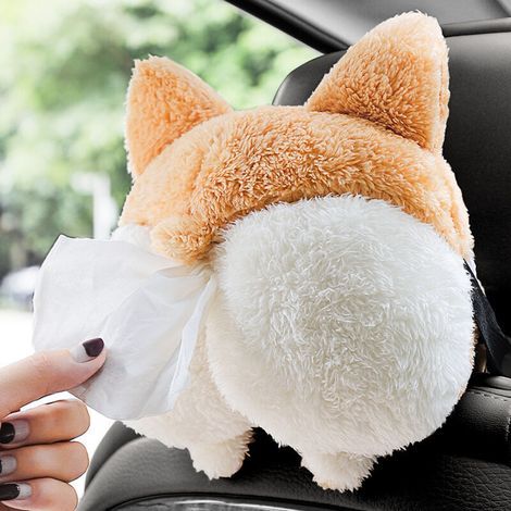 Scatola di fazzoletti di carta, motivo anime, Corgi carino, adorabile portasciugamani per sedile dell'auto (1/5)