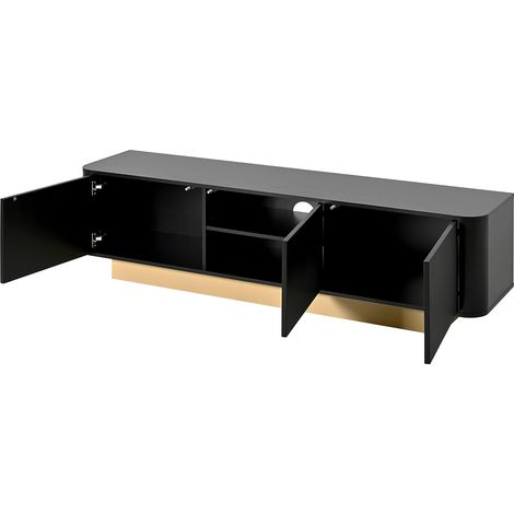 ELVMI Mobile TV con 3 Ante e Ripiano Regolabile con Passacavi per Soggiorno in MDF e Pannello di Particelle 170 × 40,5 × 47 cm Nero (1/4)