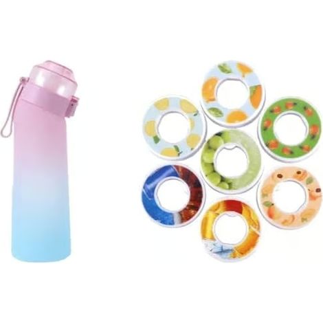 LYERCW - Gourde aromatisée avec 7 capsules parfumées, mug rose dégradé 650 ml, idéal pour le camping et le sport (rose dégradé). (1/3)