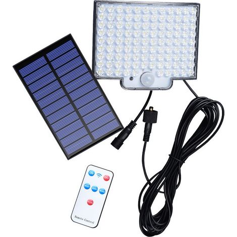 Lumière solaire extérieure avec détecteur de mouvement LED, lumière solaire de jardin étanche IP65, 2 Méthodes d'Installation avec Câble Détachable de 5M (1/5)