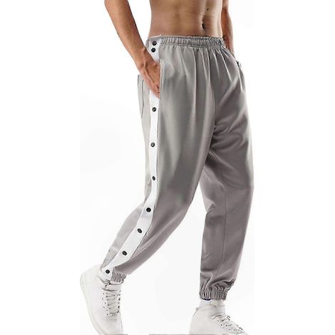Basketballhose für Herren mit hohem Bund und Knopfleiste, kontrastierendes Design für Training und Sport (1/2)