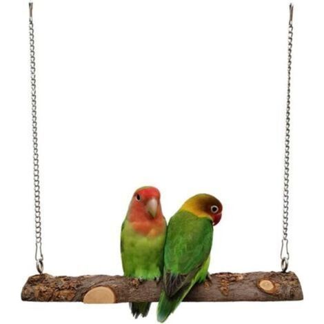 Perroquet en Bois Naturel, Jouet Perroquets Perchoir, Jouet De Cage De Perroquet Suspendu, Balançoire en Bois pour Oiseau, pour Cages à Oiseaux, Accessoires pour Perruches, Perruches, Canaris